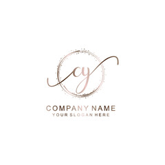 CY Initial handwriting logo template vector