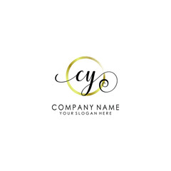 CY Initial handwriting logo template vector
