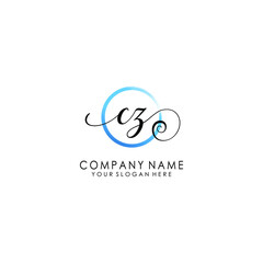 CZ Initial handwriting logo template vector