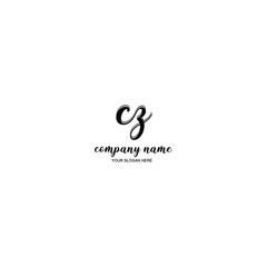 CZ Initial handwriting logo template vector