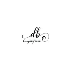 DB Initial handwriting logo template vector