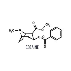 Cocain, coke structural chemical formula on white background
