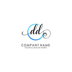 DD Initial handwriting logo template vector