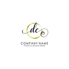 DE Initial handwriting logo template vector