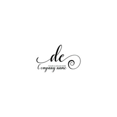 DE Initial handwriting logo template vector