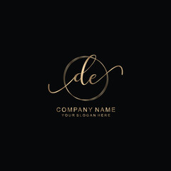DE Initial handwriting logo template vector