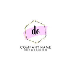 DE Initial handwriting logo template vector
