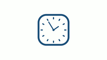 Aqua dark 12 hours counting down clock icon on white background,clock icon