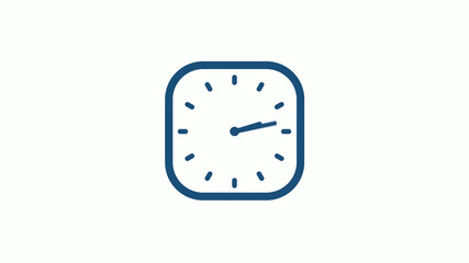 Aqua dark 12 hours counting down clock icon on white background,clock icon