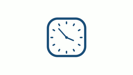 Aqua dark 12 hours counting down clock icon on white background,clock icon