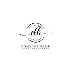 DH Initial handwriting logo template vector