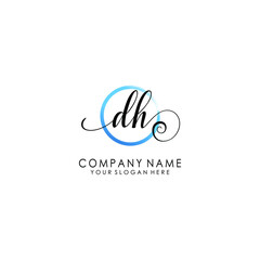 DH Initial handwriting logo template vector