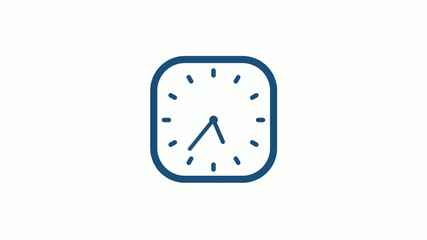 Aqua dark 12 hours counting down clock icon on white background,clock icon