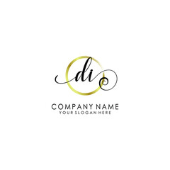 DI Initial handwriting logo template vector
