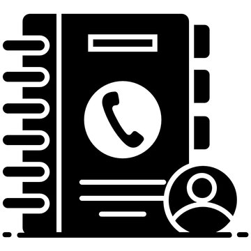 
Receiver on spiral jotter showing concept of address book icon
