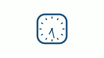 Aqua dark 12 hours counting down clock icon on white background,clock icon