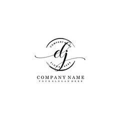 DJ Initial handwriting logo template vector
