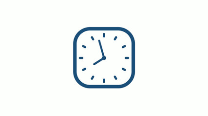 Aqua dark 12 hours counting down clock icon on white background,clock icon