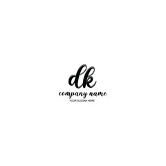 DK Initial handwriting logo template vector
