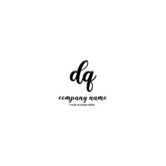 DQ Initial handwriting logo template vector
