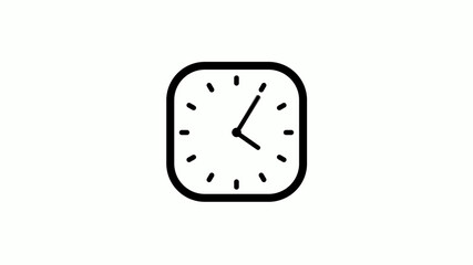 New black color counting down clock icon on white background,12 hours clock icon