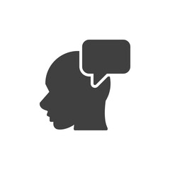 Person Thinking vector icon. filled flat sign for mobile concept and web design. Human head and speech bubble glyph icon. Symbol, logo illustration. Vector graphics