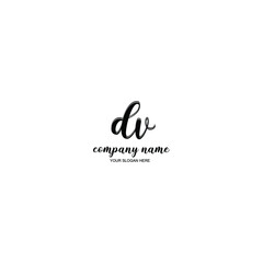 DV Initial handwriting logo template vector
