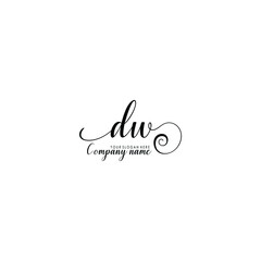DW Initial handwriting logo template vector
