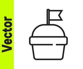 Black line Cake icon isolated on white background. Happy Birthday. Vector.