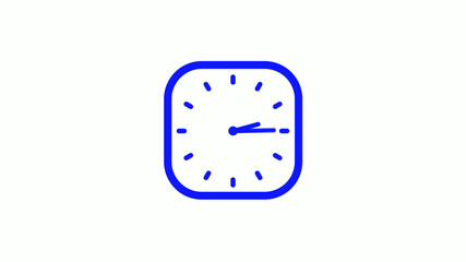 Amazing blue color 12 hours square clock icon on white background,clock icon