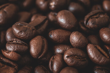 roasted coffee beans on burlap