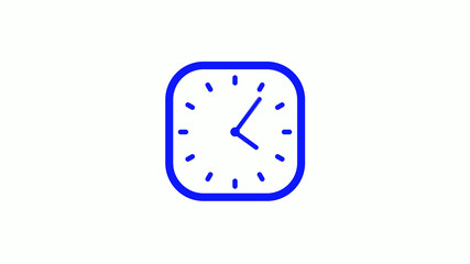 Amazing blue color 12 hours square clock icon on white background,clock icon