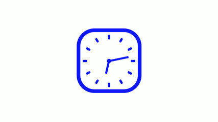 Amazing blue color 12 hours square clock icon on white background,clock icon