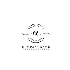EC Initial handwriting logo template vector