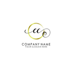 EC Initial handwriting logo template vector