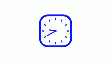 Amazing blue color 12 hours square clock icon on white background,clock icon