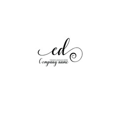 ED Initial handwriting logo template vector