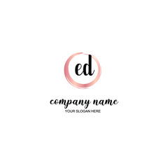 ED Initial handwriting logo template vector