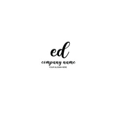 ED Initial handwriting logo template vector