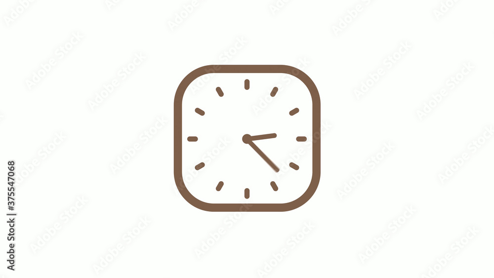 Wall mural brown dark counting clock icon on white background