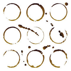 Vector coffee cup stains, Isolated On White Background, tea ring stamps Illustration