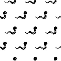 Vector Animal Earth Worms for Fishing Seamless Pattern on White Background