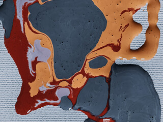 Top view of different colorful oil paints mixed on canvas