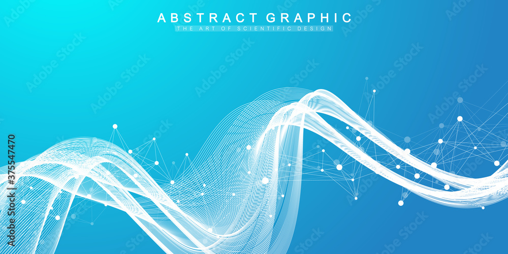 Poster big genomic data visualization. dna helix, dna strand, dna test. crispr cas9 - genetic engineering. 