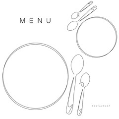 Menu restaurant background with plate and spoon design. Vector illustration