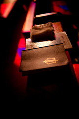  Beautiful and Colorful stainglass light at Cathedral Catholic church.