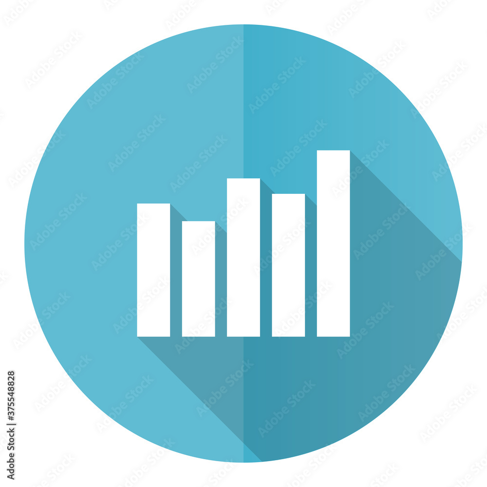 Leinwandbilder graph vector icon, diagram flat design blue round web button isolated on white background