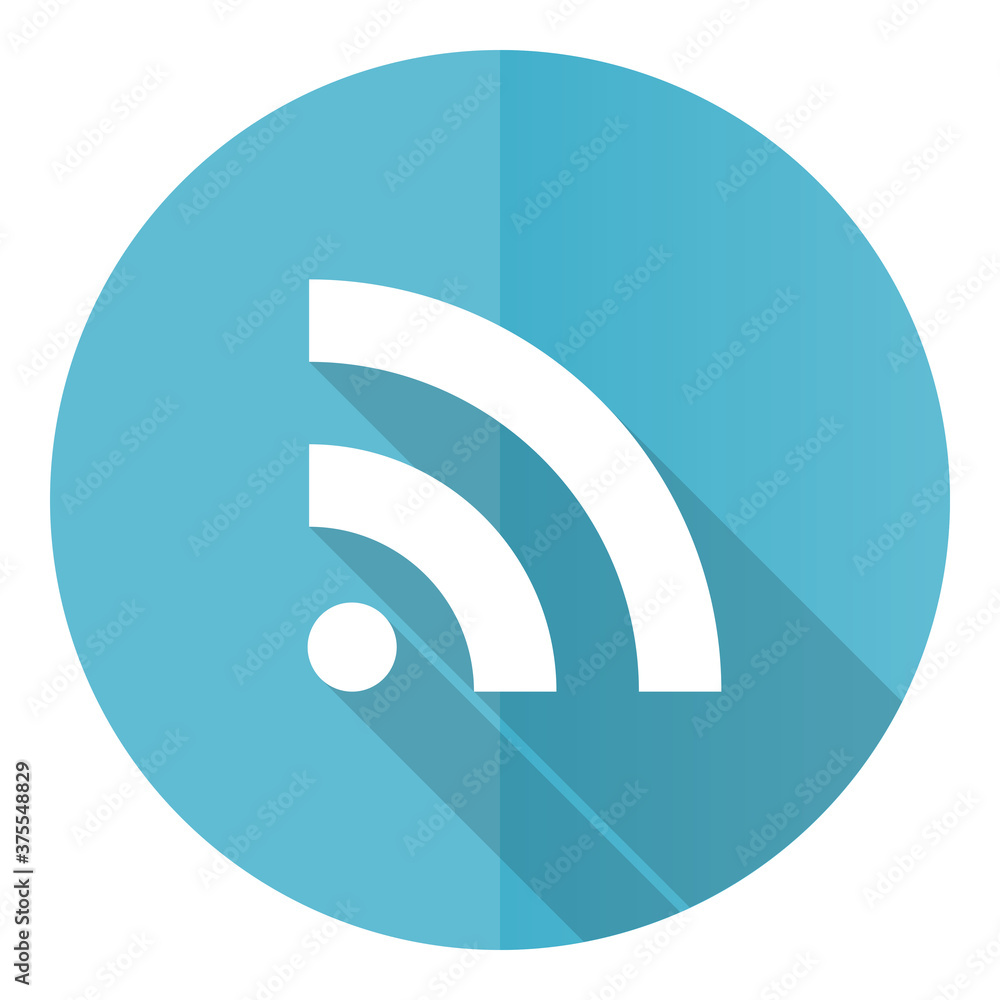 Fototapete mobile signal vector icon, flat design blue round web button isolated on white background