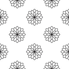 Fototapeta na wymiar Fantasy seamless pattern with ornamental mandala. Abstract round doodle flower background. Floral geometric circle. Vector illustration.