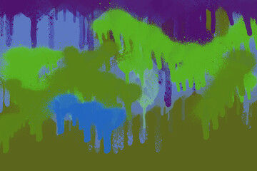 Colorful spray paint ink texture. Graffiti painting on the wall. Street art and vandalism. Digitally airbrushed paper background.
